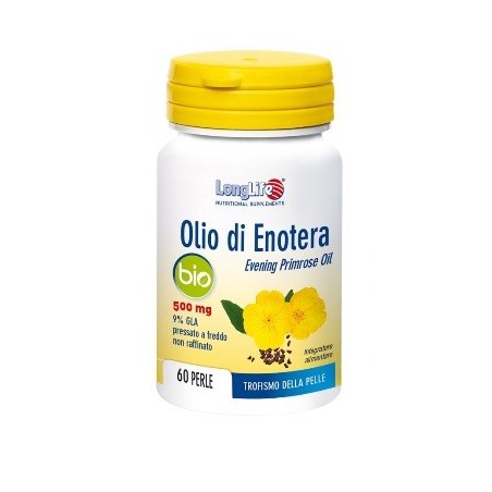 LongLife Olio di Enotera Bio 500 mg integratore per la pelle 60 perle