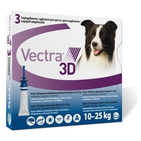 Vectra 3D soluzione spot-on 3 pipette tappo applicatore blu cani 10-25 kg