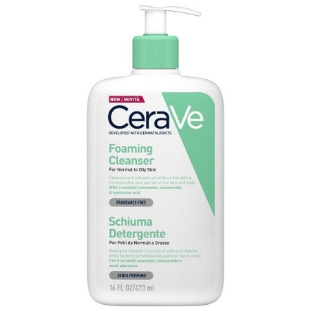 CeraVe Schiuma detergente struccante viso pelle da normale a grassa 473 ml