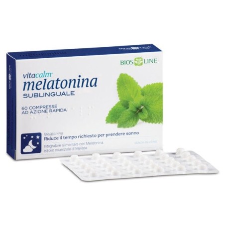  Bios Line Vitacalm melatonina sublinguale integratore rilassante per il sonno 1 mg 60 compresse