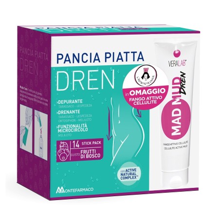 Pancia Piatta Dren Frutti Bosco 14 bustine + Estetista Cinica Mad Mud Dren fango anticellulite OMAGGIO