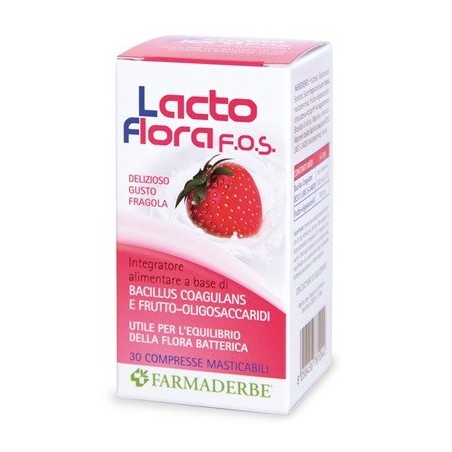 Farmaderbe Lacto Flora F.O.S. integratore per flora batterica gusto fragola 30 compresse masticabili