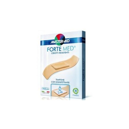 Master-Aid Forte Med cerotti resistenti con tampone disinfettante 20 pezzi medio 78x20 mm 