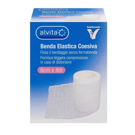 Alvita Elastica Coesiva Autoaderente per il fissaggio di medicazioni 6cm x 4m