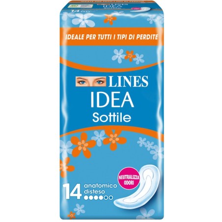 Lines Idea Sottile assorbente anatomico disteso morbido neutralizza odori 14 pezzi