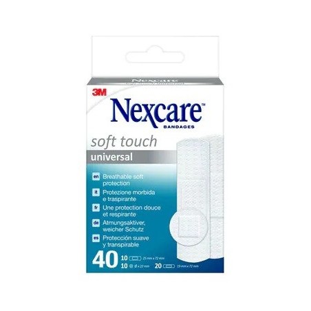 3m Italia Cerotto Preparato 3m Nexcare Soft Touch Universal 3 Misure 20 Cerotti 19x72mm + 10 Cerotti 25x72mm + 10 Cerotti Tondi