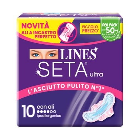 Lines Seta Ultra Assorbenti ipoallergenici con ali 10 pezzi