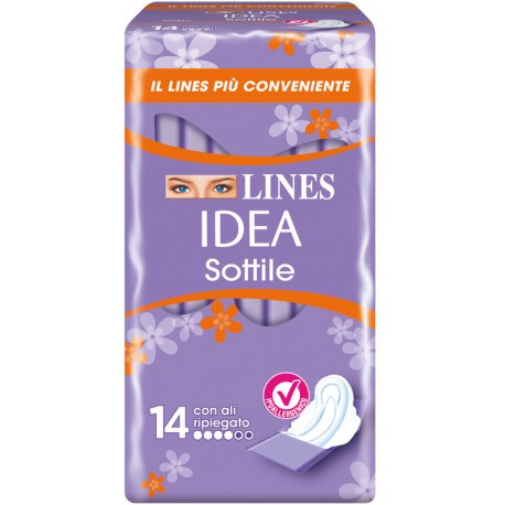 Lines Idea Assorbente ipoallergenico sottile giorno con ali 14 pezzi