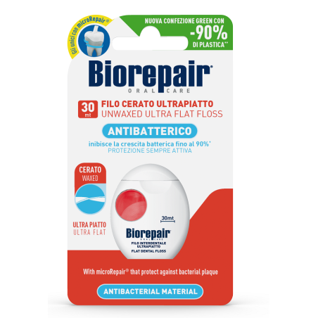 Biorepair Filo interdentale ultrapiatto antibatterico contro la placca 30 metri