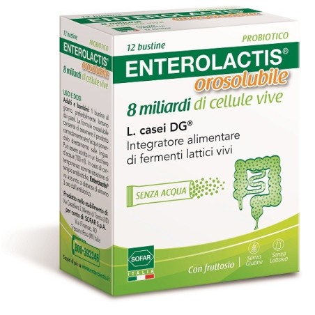 Enterolactis Orosolubile 8 miliardi di cellule vive per flora batterica intestinale 12 bustine