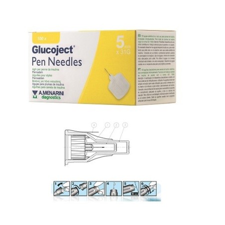 Glucojet Aghi per penne da insulina 5 mm x 31 G 100 pezzi