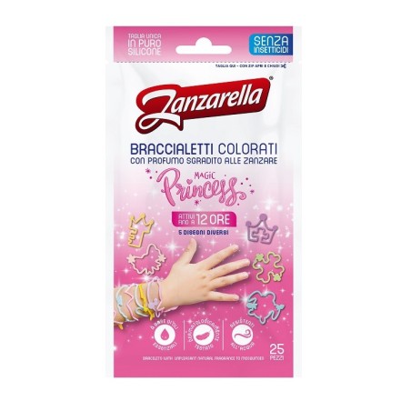 Zanzarella Braccialetti Magic Princess profumati contro le zanzare 25 pezzi