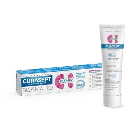 Curasept Biosmalto Dentifricio Baby Kid senza fluoro gusto fragola da 6 mesi a 6 anni 50 ml