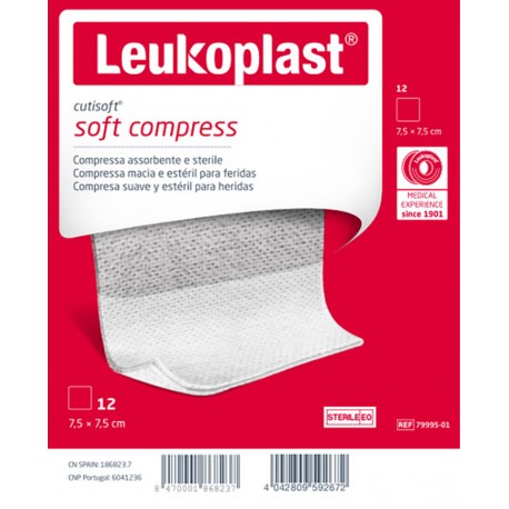 Leukoplast Cutisoft Garza idrofila in tessuto non tessuto compressa 7,5 x 7,5 cm 12 pezzi