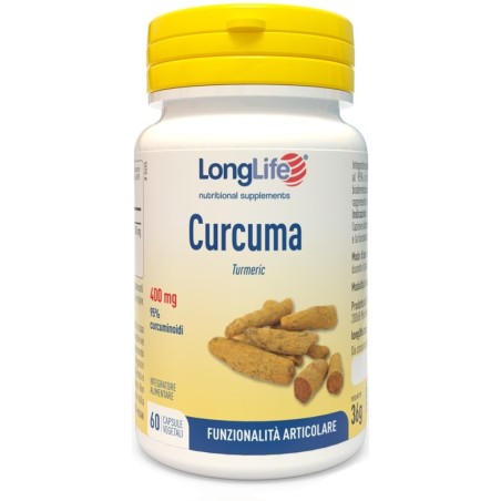 LongLife Curcuma 400 mg integratore antiossidante per funzionalità articolare 60 capsule vegetali