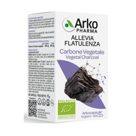 Arkopharma Arkocapsule Carbone Vegetale per Gonfiore Addominale 40 capsule