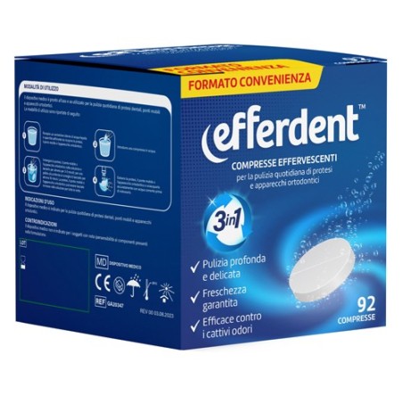 Efferdent compresse effervescenti per igiene protesi e apparecchi ortodontici 92 compresse effervescenti