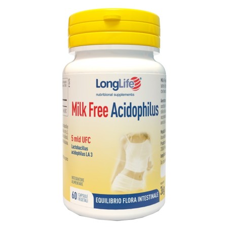 LongLife Milk Free Acidophilus integratore per l'equilibrio della flora intestinale 60 capsule vegetali