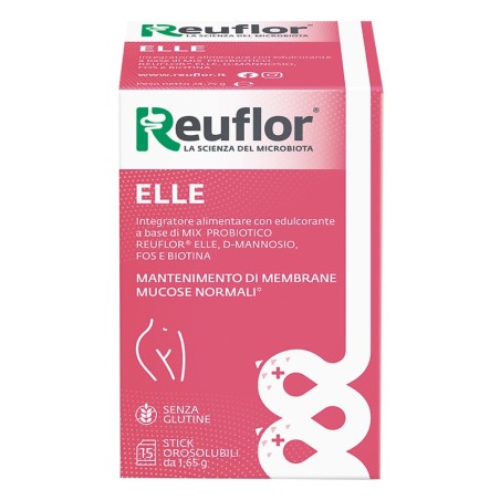 Reuflor Elle integratore mix probiotico per benessere delle mucose vaginali femminili 15 stick