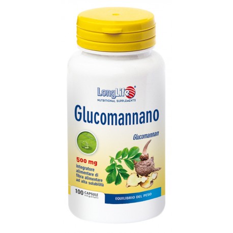 LongLife Glucomannano 500 mg integratore per il controllo del peso e dell'adipe 100 capsule vegetali