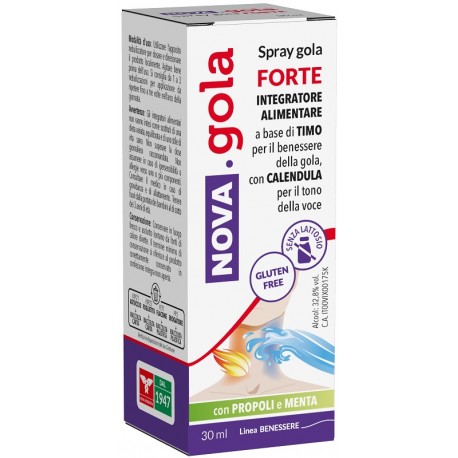 Nova Gola Spray Forte a base di timo e calendula per benessere di gola e voce 30 ml