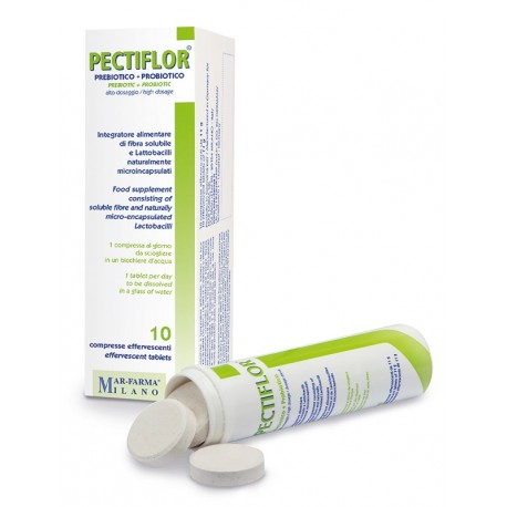 Mar-farma Pectiflor Prebiotico + Probiotico integratore per disturbi gastrointestinali 10 compresse effervescenti