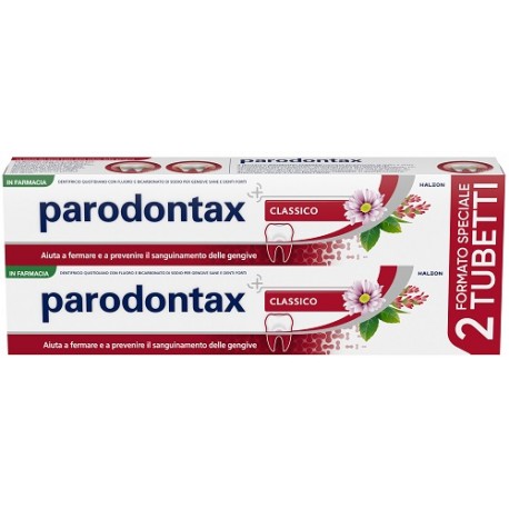 Parodontax Classic dentifricio per la prevenzione del sanguinamento gengivale bipacco 2 x 75 ml