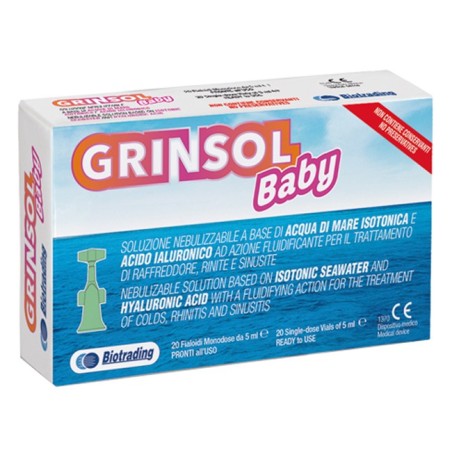 Grinsol Baby soluzione isotonica con acqua di mare e acido ialuronico 20 fiale da 5 ml