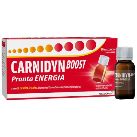 Carnidyn Boost Pronta Energia integratore energizzante per riattivare l'organismo 10 flaconcini