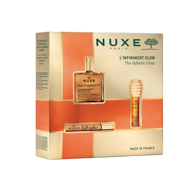 Nuxe Cofanetto Huile Prodigieuse Or Glow 50 ml e Gloss labbra al miele