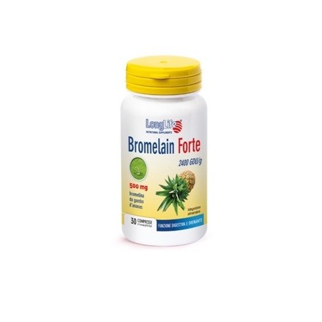 LongLife Bromelain Forte 500 mg integratore drenante contro la cellulite 30 tavolette